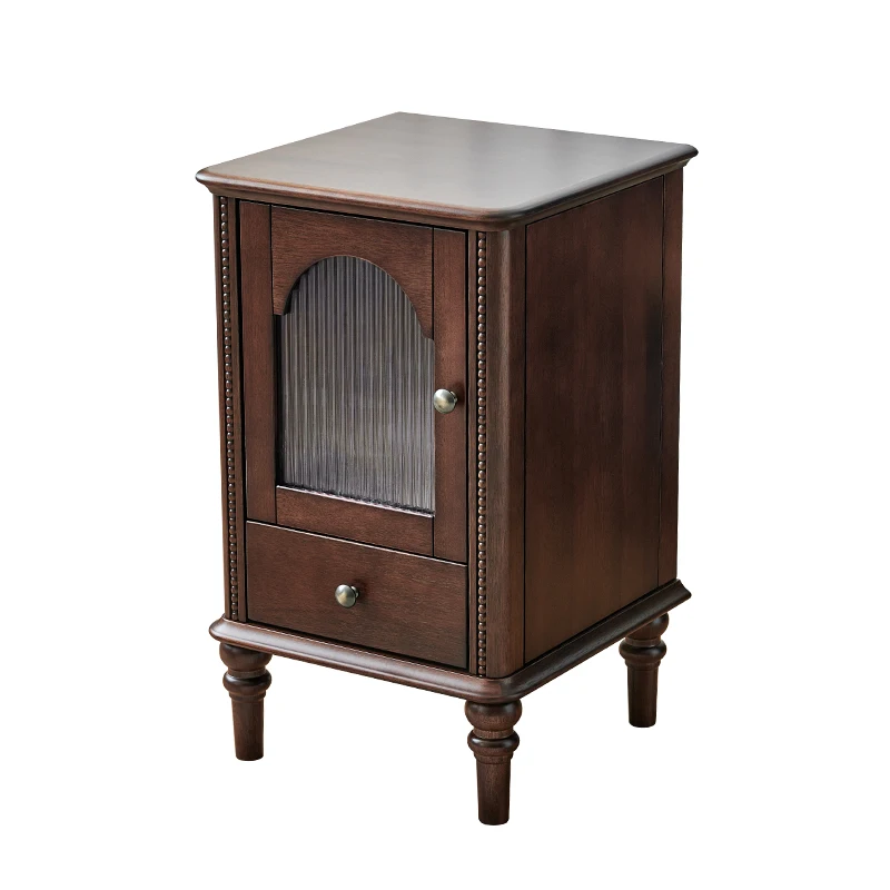 French retro organ bedside small medieval home bedroom solid wood bedside narrow cabinet 2024 new