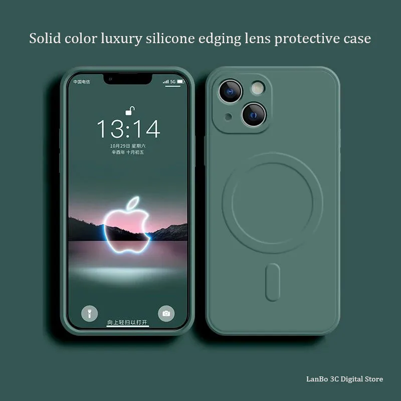 

Magsafe magnetic wireless charging silicone protective case Suitable for iPhone 14 13 12 11 15 Pro Max Mini XR XS 7 8 Plus