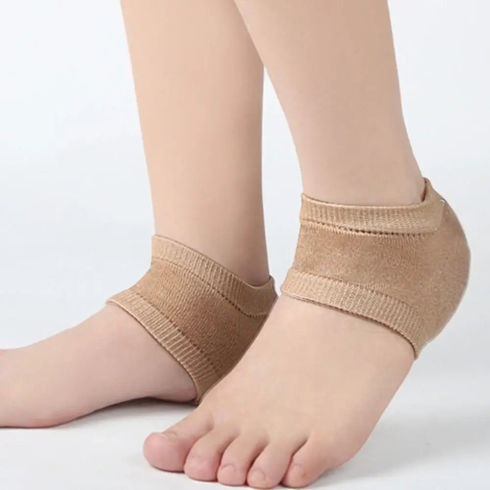 Support de fasciite plantaire hydratant craquelé, avec trou, protecteur de talon en Gel, coussinets de talon en Silicone, chaussettes demi-mètre pour femmes