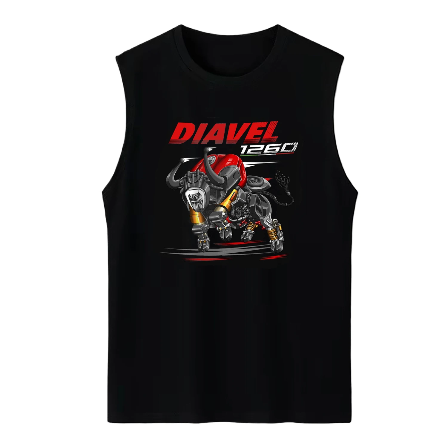 Classic Italian Motorcycle Diavel 1260 Bull Inspired Tank Top 100% Cotton O-Neck Casual Mens Vest Sleeveless T-shirt Streetwear