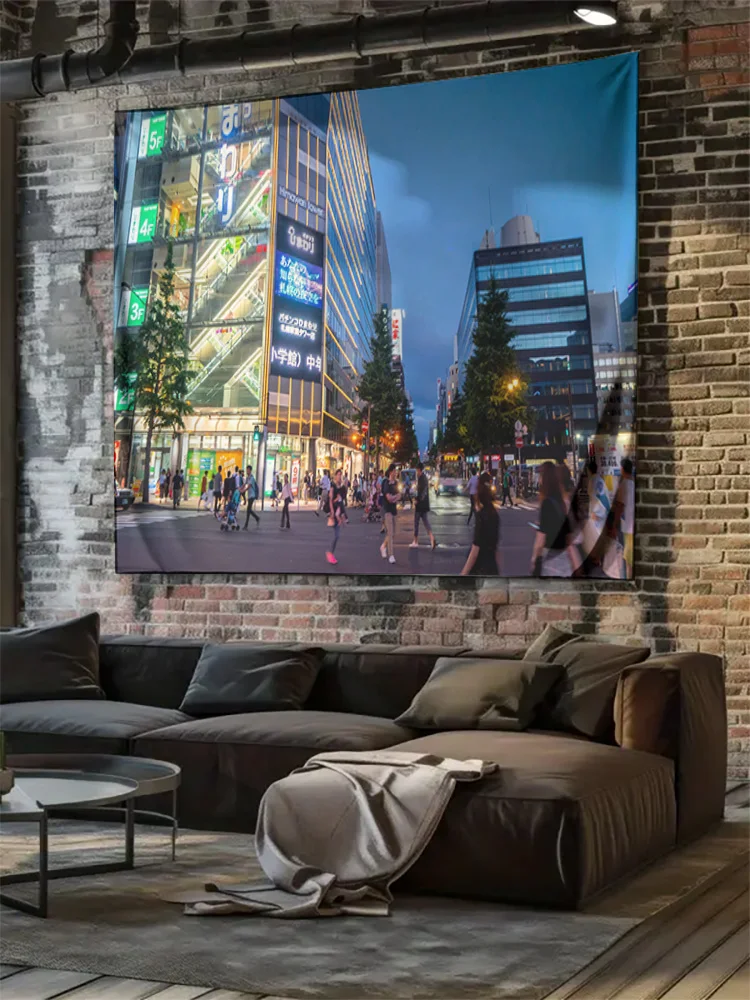 Glittering Chunxi Road Night View Tapestry - Urban Style Art for Home Decor