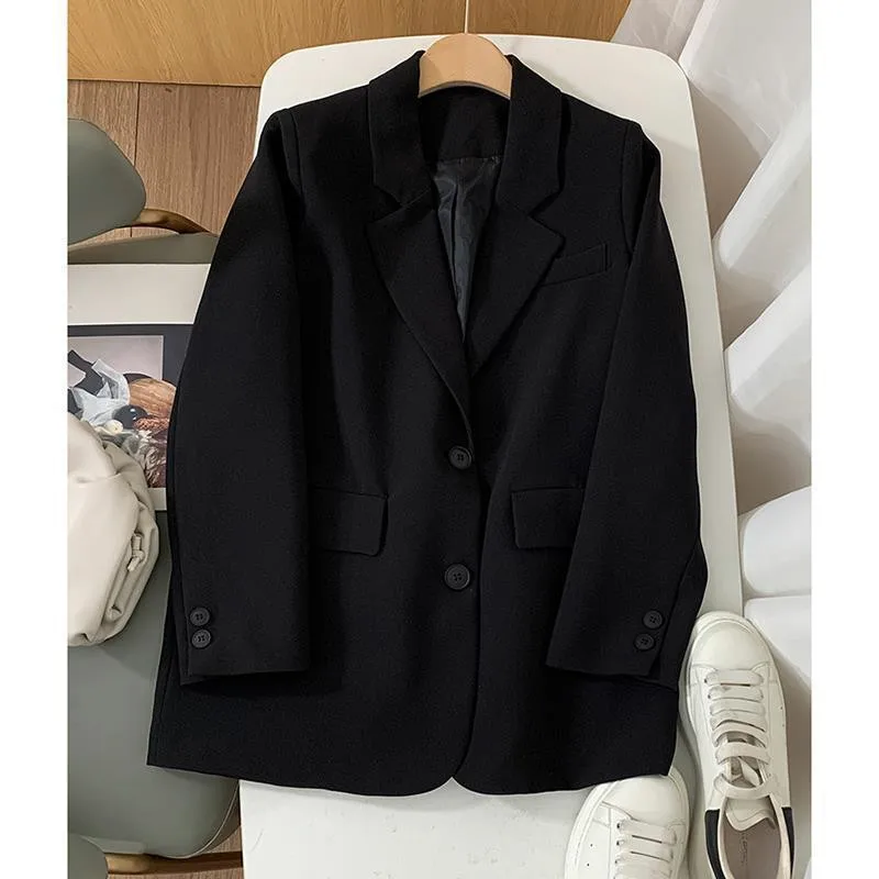 Suit Jacket For Women 2024 New Spring Autumn Korean Version Loose Casual Two Button Light Blue Suit Coat Casaco Feminino