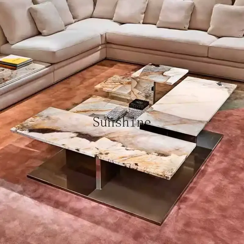

Italian light luxury stone square high-end customized coffee table