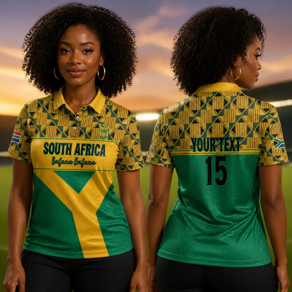 Women South Africa Collared Polo Shirt Palm Graphic Short Sleeve Casual Travel Sportswear Fashion Top Chic Chic Modern