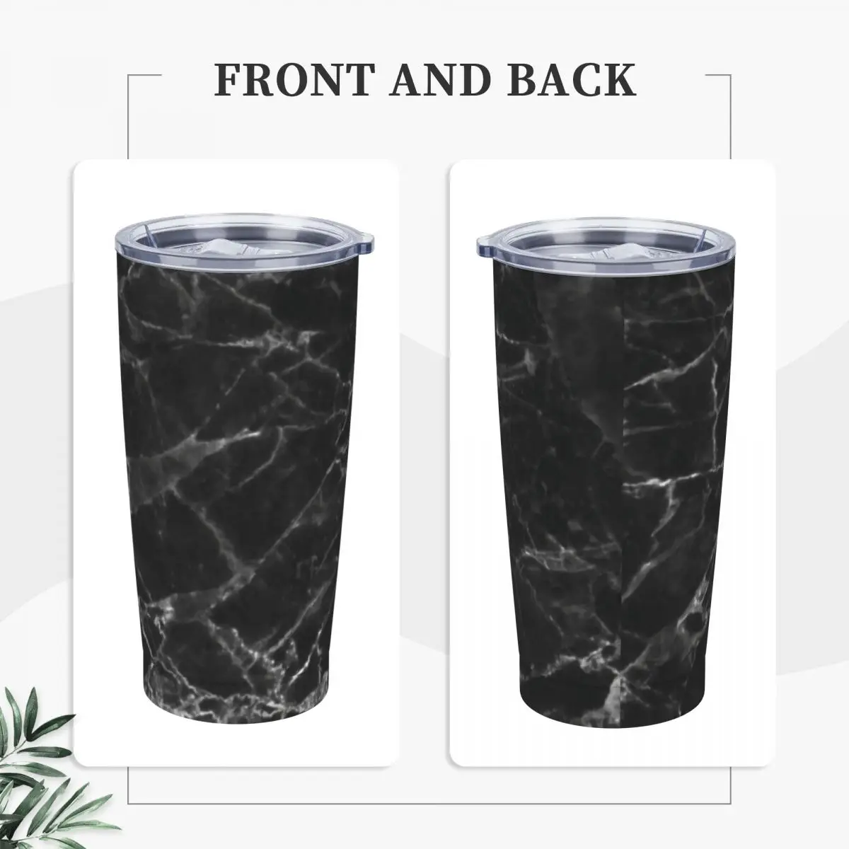 Stainless Steel Tumbler Black Marble Design Coffee Mug Natural Marbles Trendy Keep Heat Cold and Hot Mugs Cup Water Bottle