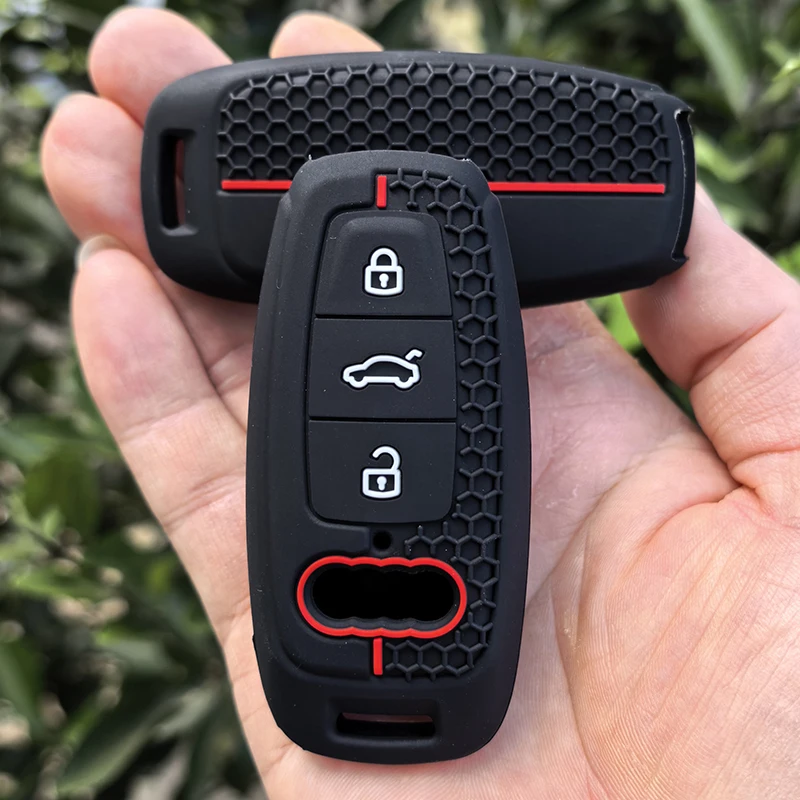 Silikon-Autoschlüsselhülle FOB-Schutzhülle Schlüssellose Tasche für Audi A6 A7 A8 E-tron Q5 Q7 Q8 C8 D5 Zubehör Gehäuse