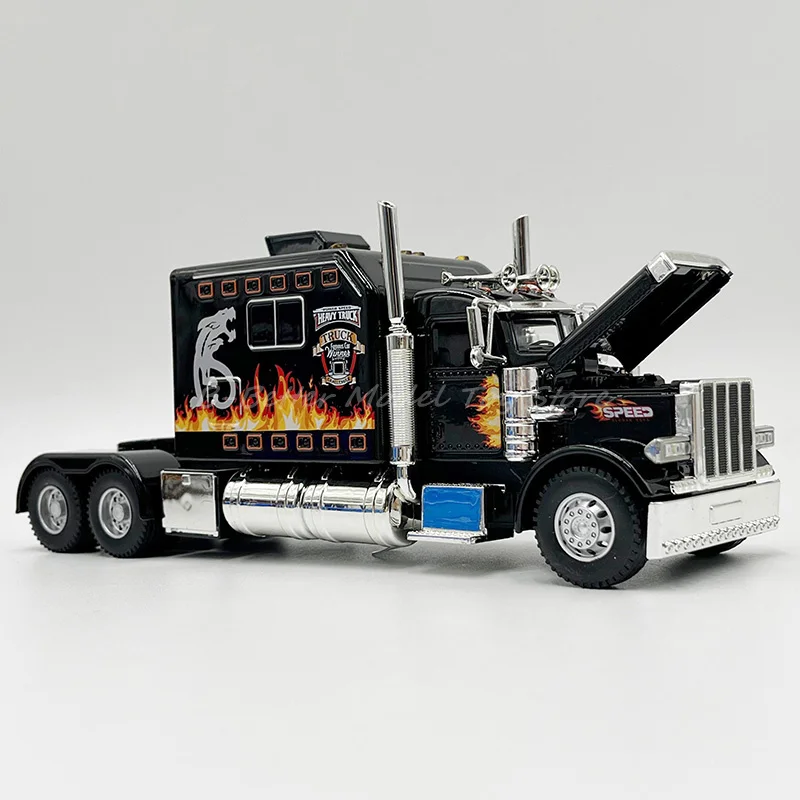 RapTruck Diecast Model Toy avec son et lumière, dos côtelé de tracteur, 389, 1:24