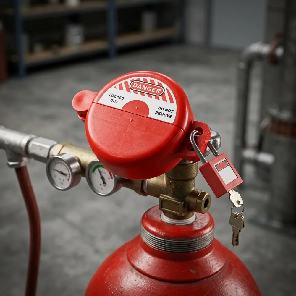 Gas Cylinder for Lock for Water Valve Switch ABS Material Tank Lock with Padlock for Storage Maintenance and Safety Use