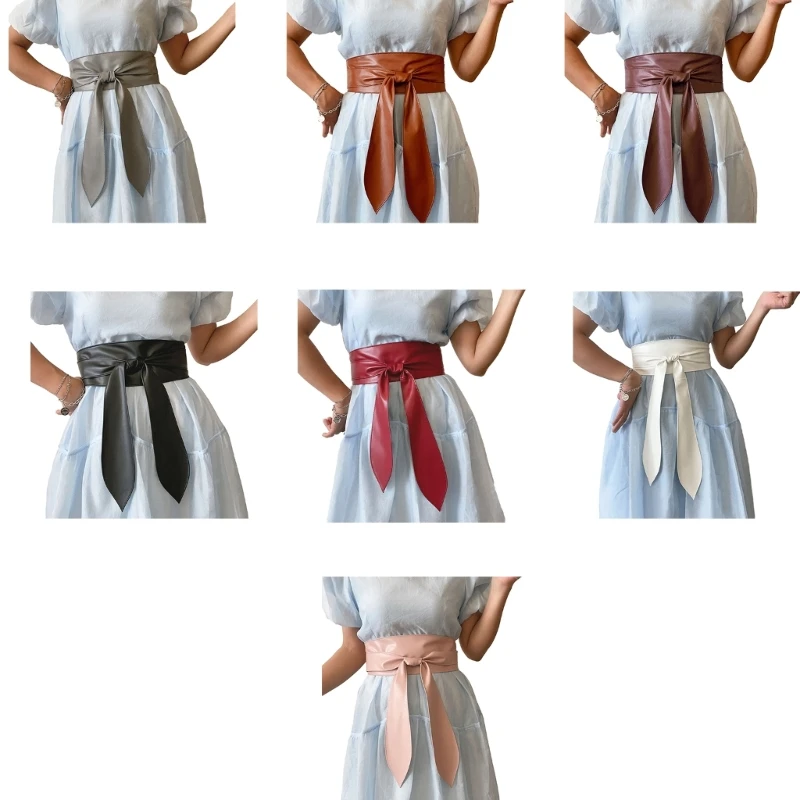 Delicate Wide Cinches Belt for Dress Multicolored Belt Self Tie Wrap Oversize Belt Solid Color for Dress Shirt Dropshipping