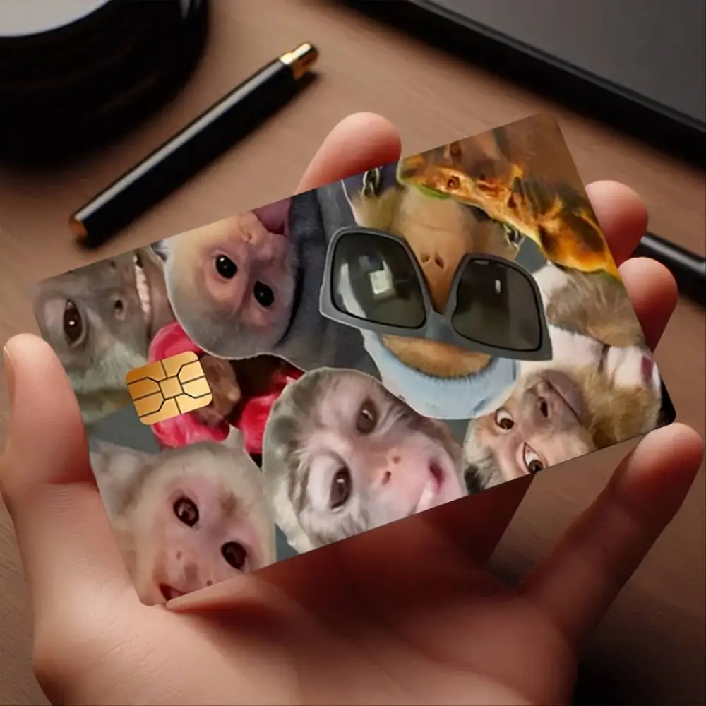 Cute Monkey Themed Credit Card Sticker Bubble Free High Quality PVC Protective Decal For EBT Transit Key Compact Chip Bank Cards