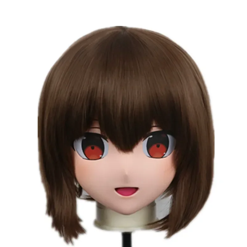 (B55) Customized Full Head Lifesize Mask Play Coser Crossdressing with Backshell Silicone Anime Mitake Ran Kigurumi Mask Cosplay