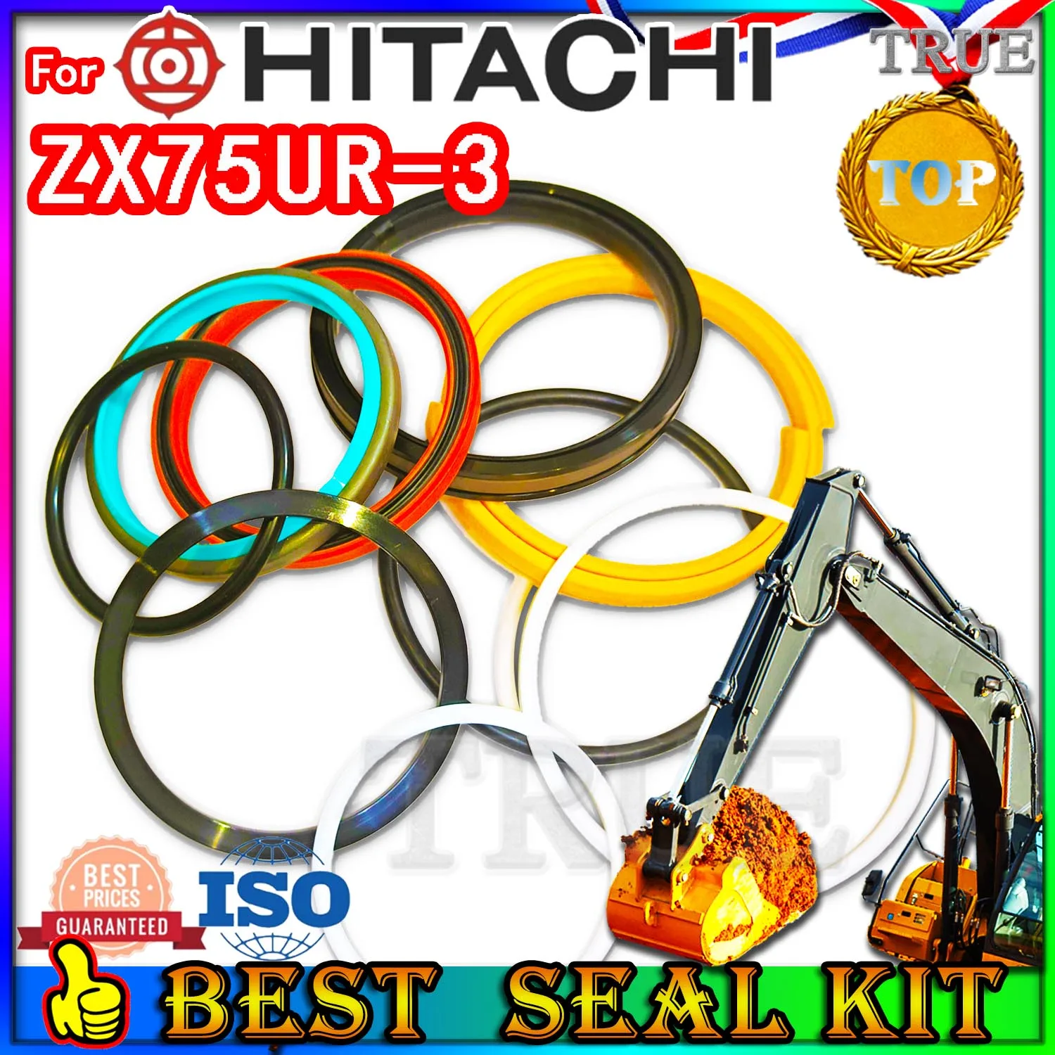 For Hitachi ZX75UR-3 Oil Seal Repair Kit Boom Arm Bucket Excavator Hydraulic Cylinder Hit ZX75UR 3 Parts MOTOR Piston Rod Shaft