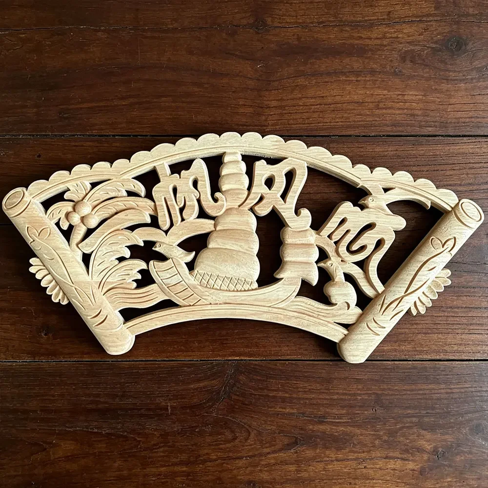 41cm Wood Onlay Applique Unpainted Unique Square Rectangular Wooden Appliques Exquisite Wood Decal Furniture Decor Accessories