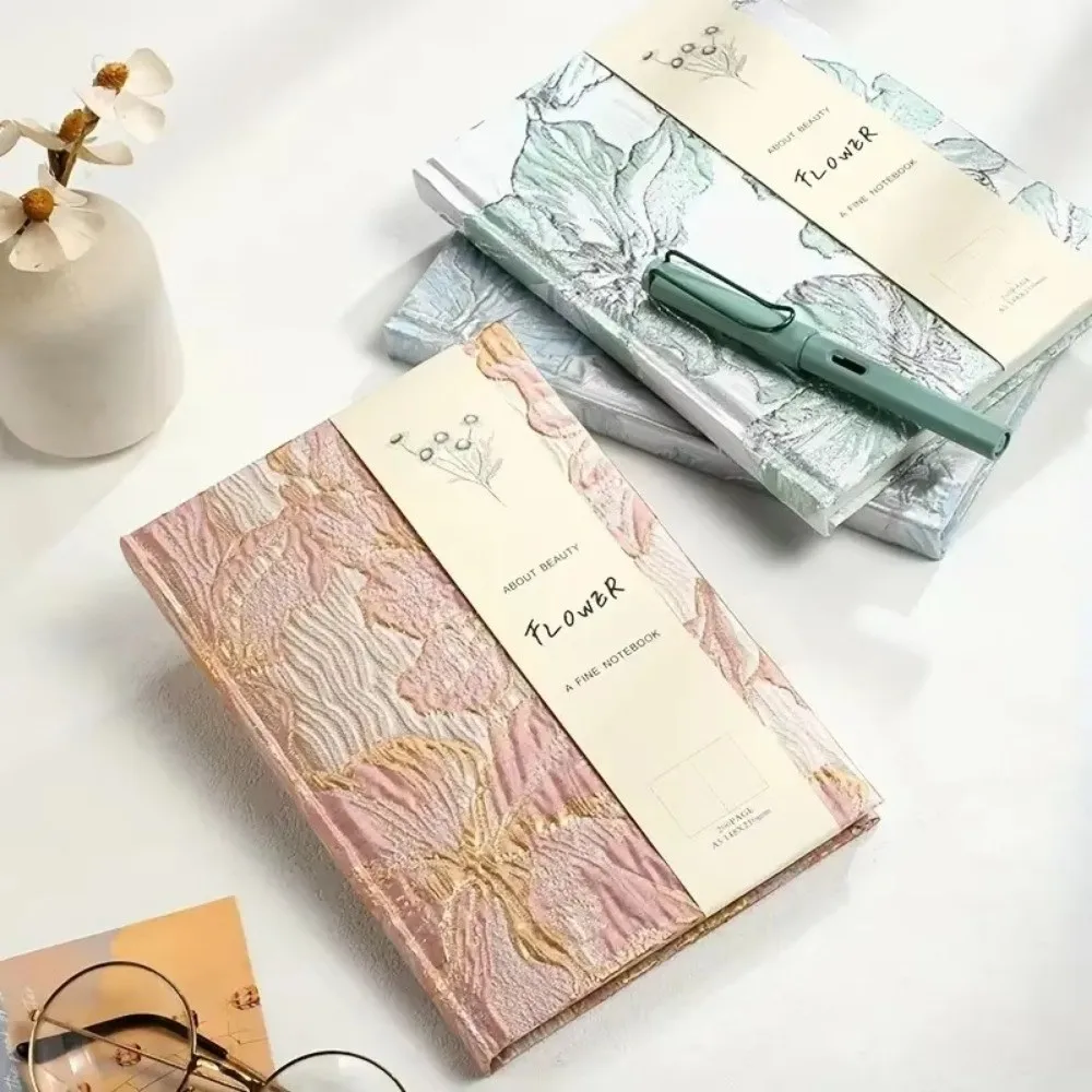 

Creative A5 Hardcover Notebook Gold Cover Thick Paper Hand Account Book Embossed Lily Notepad Office Supplies