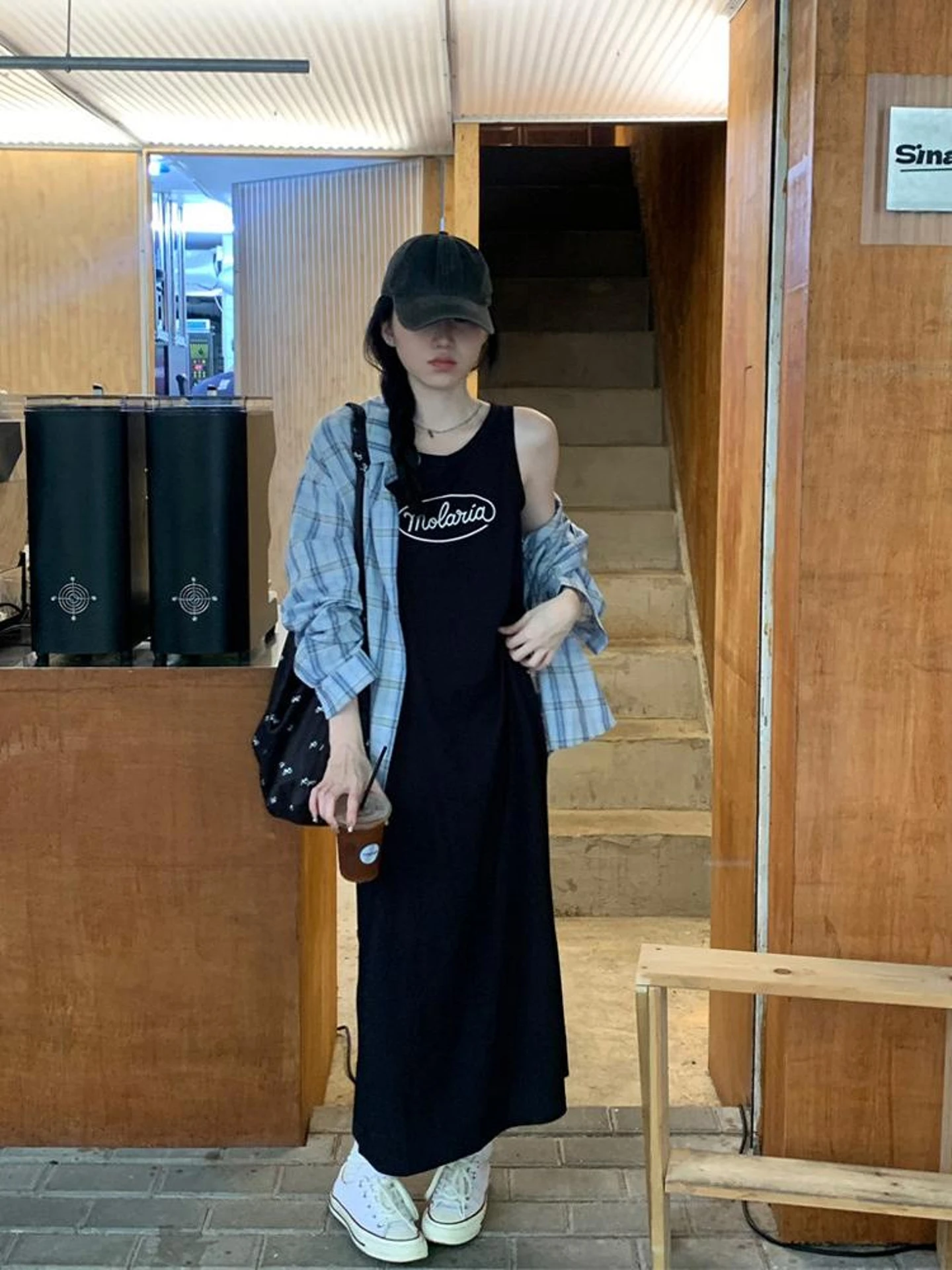 

Retro Plaid Color Blo Long Sve Loose Fit irt Collar Women's Spring New Salt Sle Medium Length Open Cardigan Top