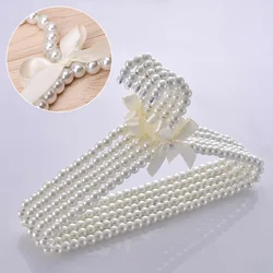 Plastic Pearl Beaded Bow Clothes Dress Coat Hangers, Storage Organizer, Dry Rack for Kid and Adult, Save-Space, 2Pcs