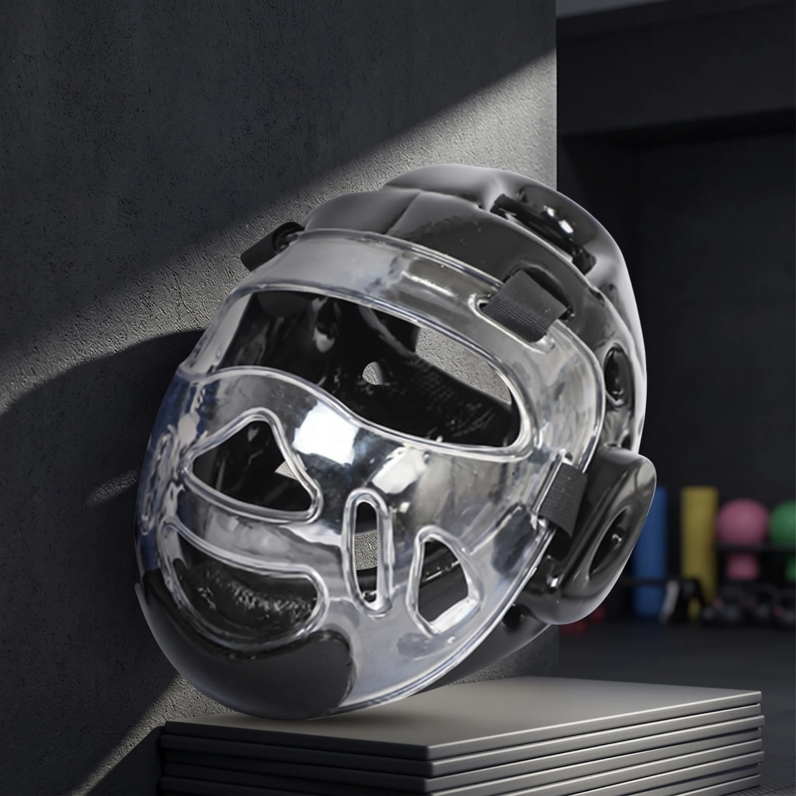 Taekwondo Face Visor Adjustable Taekwondo Headgear with Face Visor Breathable Transparent