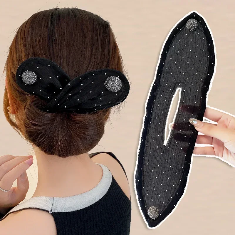 

Women's Net Yarn Bow Rabbit Ear Headband Roller Magic Twisted Hairstyle Band 2023 New Fashion Hair Accessories Hair Band