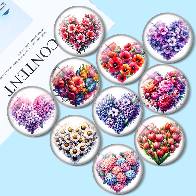 

Hearts clipart Valentine's day 12mm/18mm/20mm/25mm Round photo glass cabochon demo flat back Making findings
