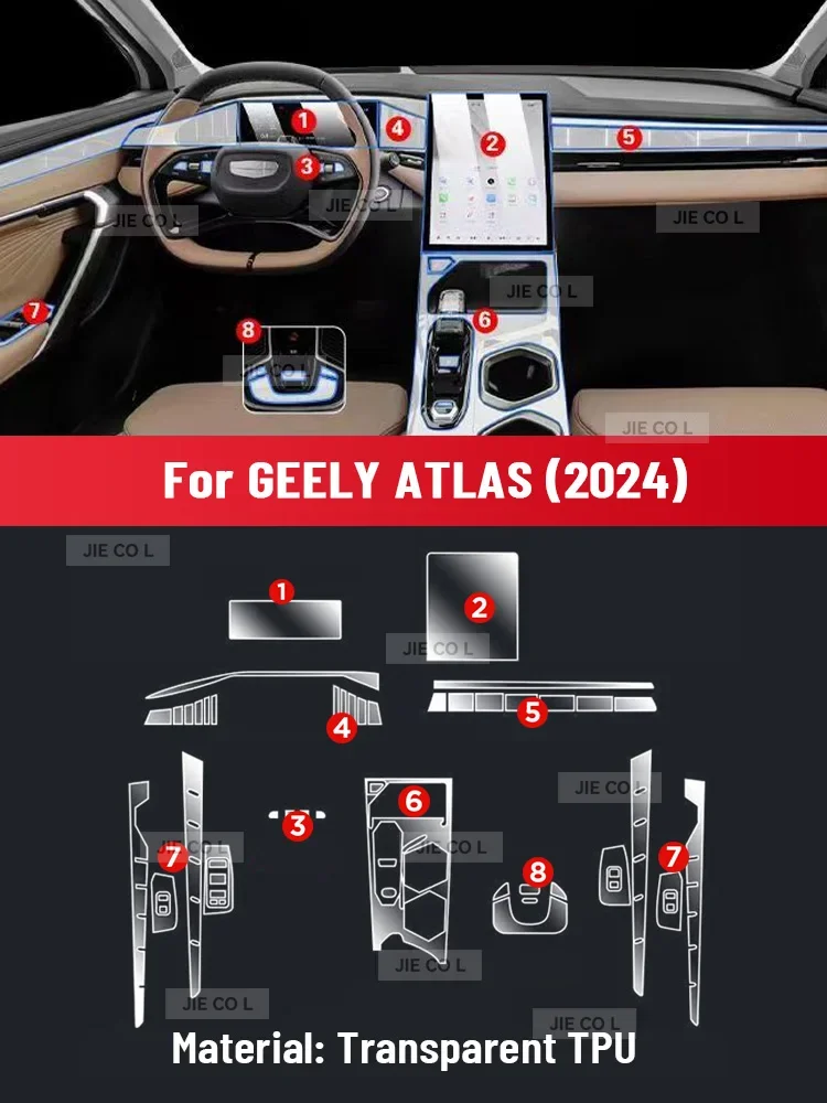 YMC Auto Central Control Screen TPU Navigation Anti Scratch interior Protection Film GPS Navigation For GEELY ATLAS 2024 2025
