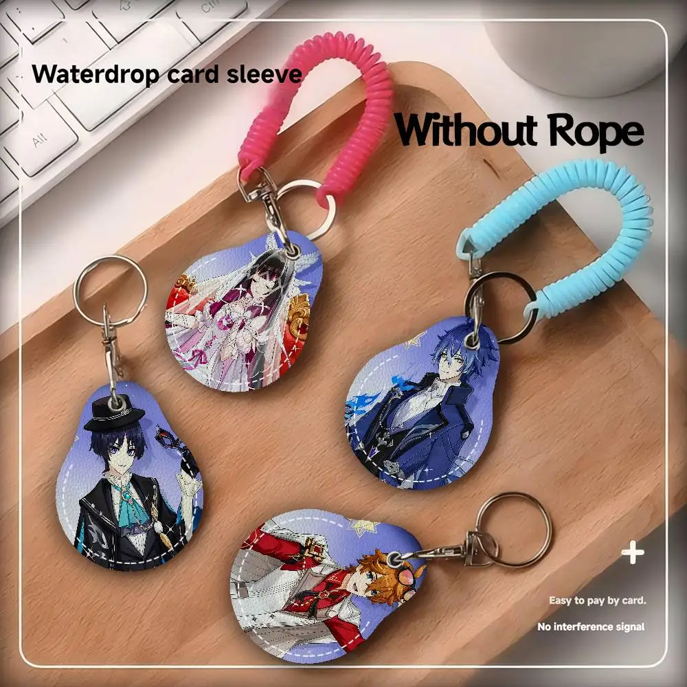 

Genshin Impact Song Of The Welkin Moon Держатель для карт из искусственной кожи Брелок для ключей Дверной замок Бирка доступа Чехол для карты Доступа Кольцо для ключей