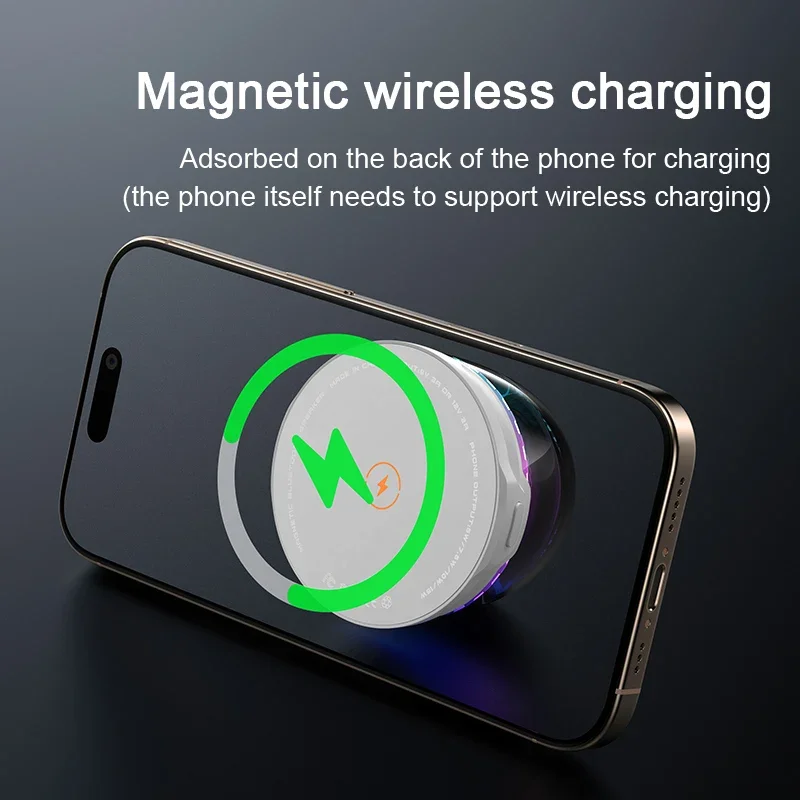 2025 Music Magnetic Wireless Charger Colorful Lights Wireless Speaker Suction Phone Charger