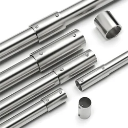 Stainless Steel Straight Pipe Connection 2 Way Pipe Connector Pipe Fittings Clothesline Shelf joints Tube Connector Fittings