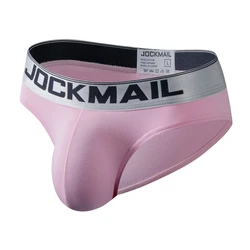 JOCKMAIL Sexy bielizna męskie majtki męskie slipy Penis duże etui majtki Bikini krótkie Cueca Hombre oddychające kalesony jockstrap