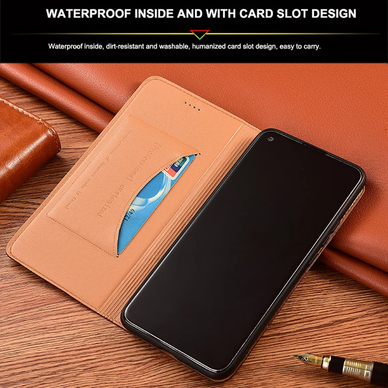 Imagem -03 - Capa de Couro Genuíno para Xiaomi Grão de Lagarto Capa Flip Capas Protetoras Redmi Note 10 10s 10t Pro Redmi Note 10 Lite