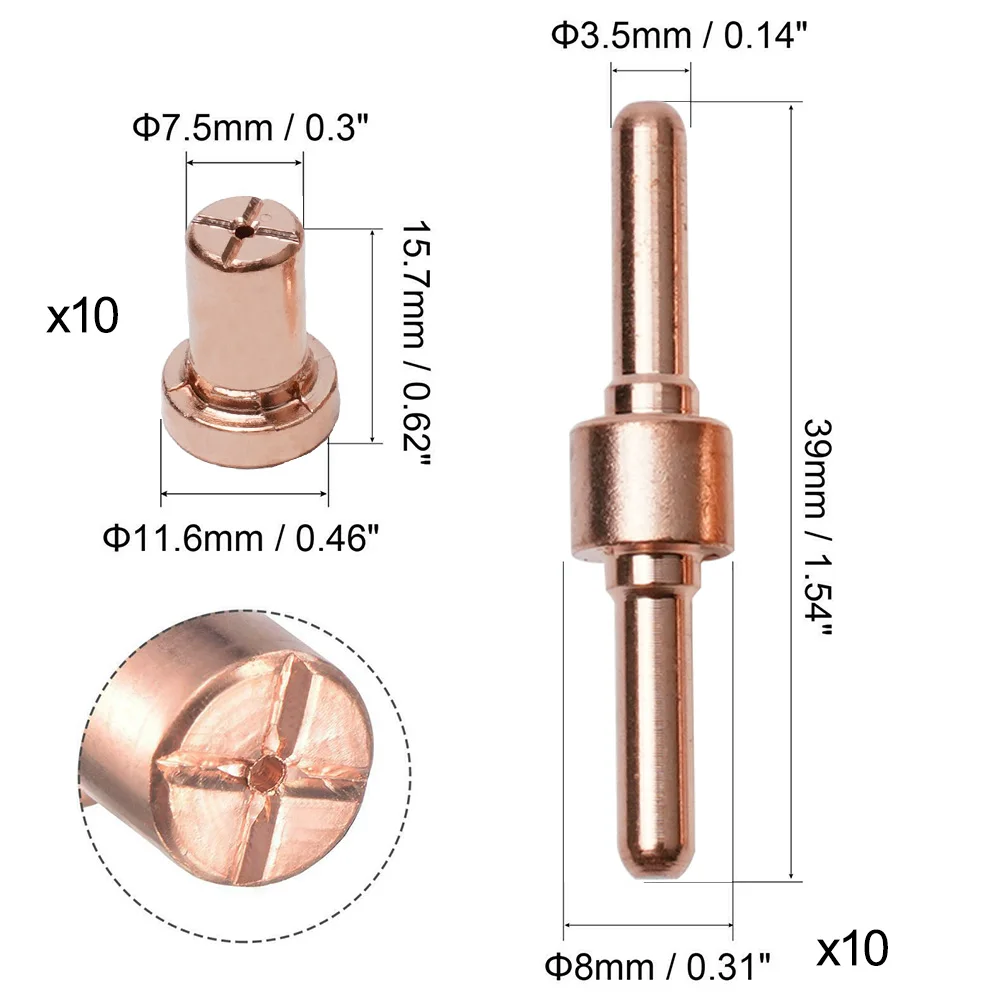 Hot Sale Brand New Protable Plasma Cutter Electrodes Nozzles Set Torch Consumables 30 Pcs Accessories Copper&ceramic