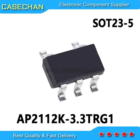 10PCS  AP2112K-3.3TRG1 AP2112K-3.3 AP2112K SOT-23-5