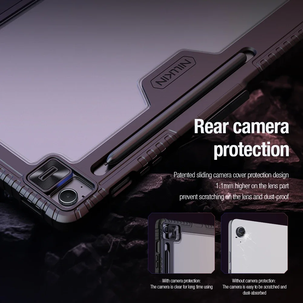 

Nillkin For Samsung Galaxy Tab S9 Plus S10 FE Plus S10 Ultra Case Slide Camera Armor Bumper Leather PC+PU Protector For S9 Ultra