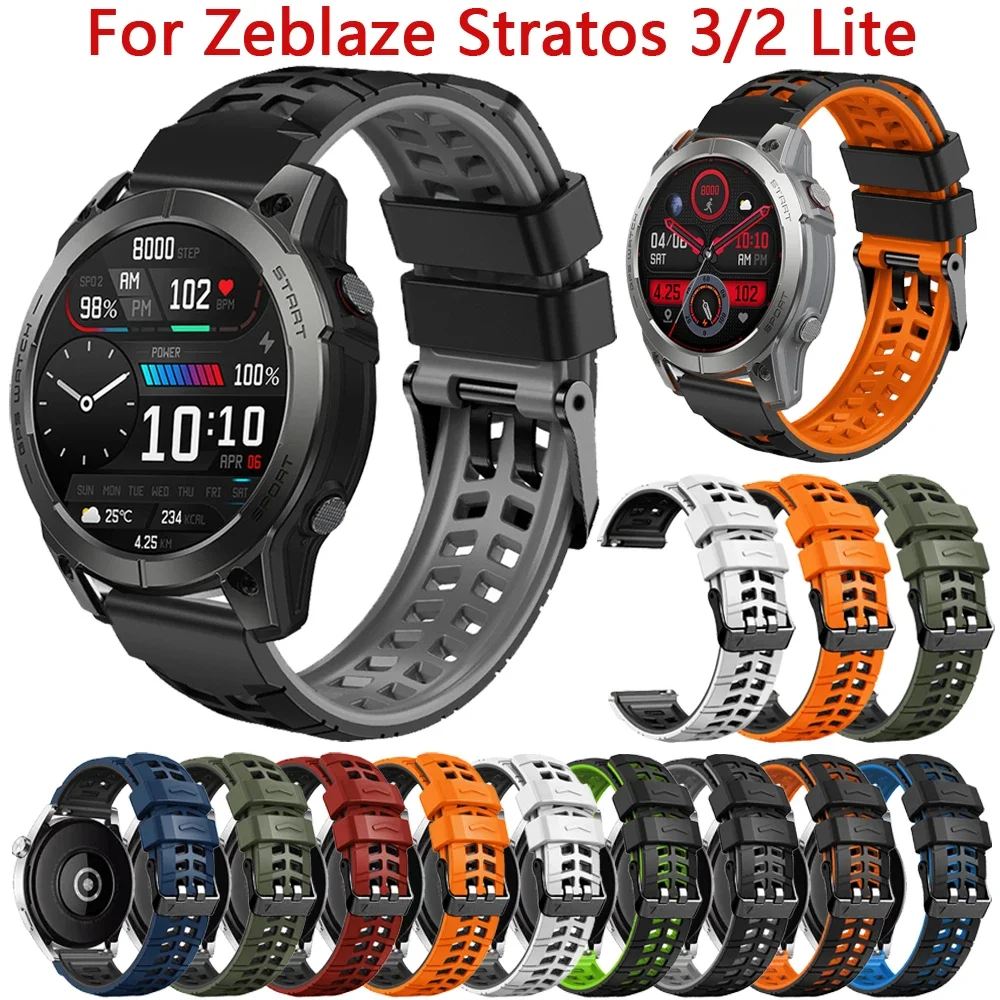 Силиконовый ремешок 22 мм для Zeblaze Stratos 3 2 Lite Beyond 2 Btalk Swim Watch Band для Zeblaze Vibe 7 Pro Браслет Correa