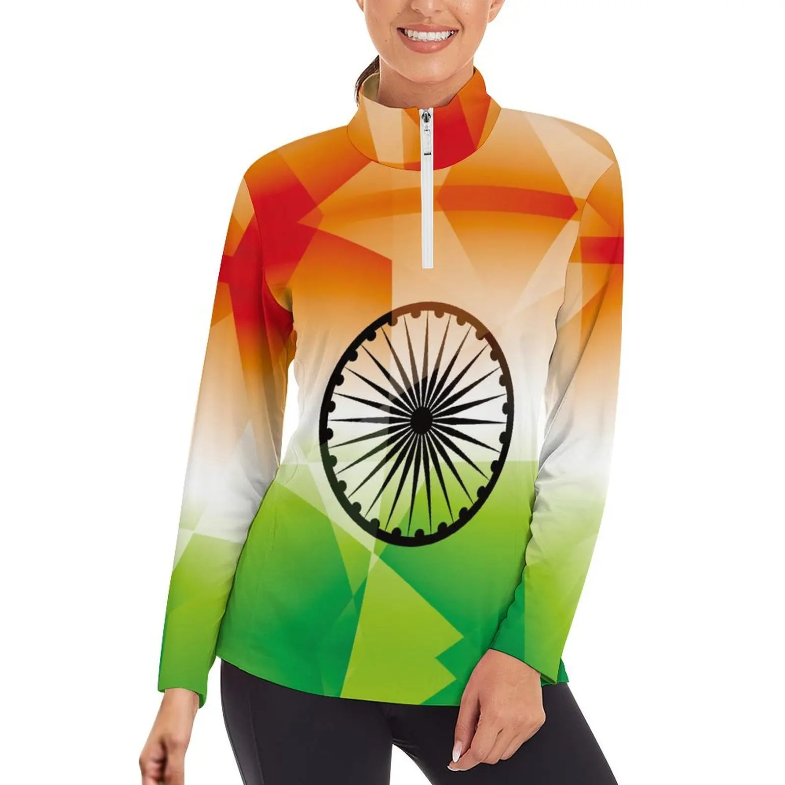 Long Sleeve Yoga Shirts Sport Top Fitness Yoga Top Gym Sports Wear Indian Flag Push Up Running Full Sleeve Clothes