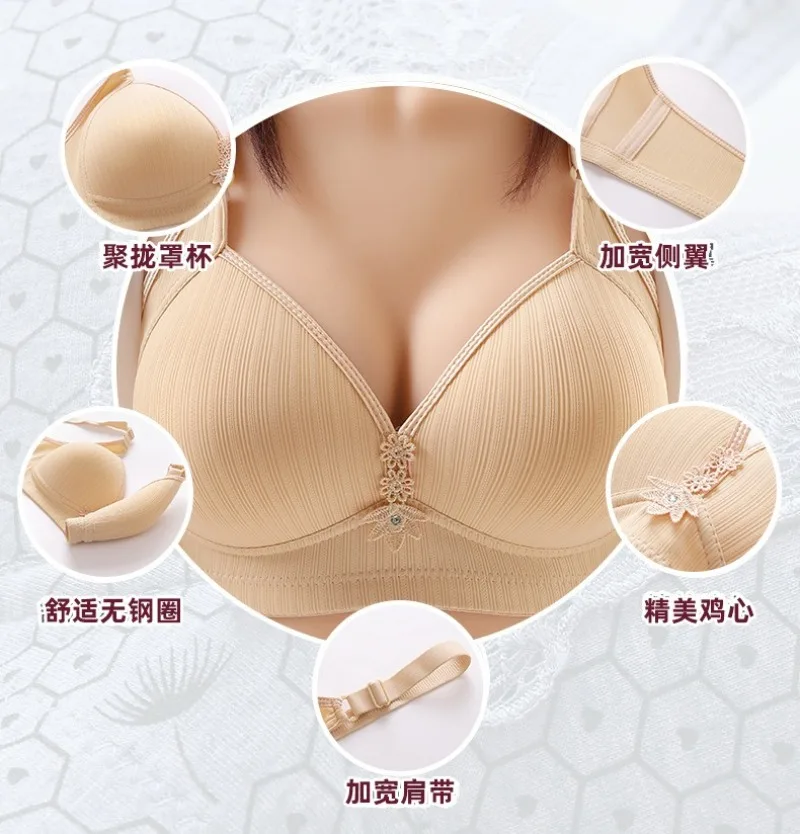 تنفس لينة أمي نمط لينة رقيقة كوب Bralette منتصف العمر المسنات النساء مريحة تجمع الثدي دعم حمالة الصدر