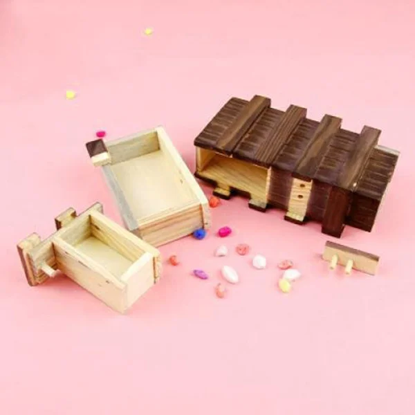 Boîte de Puzzle en bois 16x8.5x5.5Cm, tiroir Secret en bois naturel marron pour enfants, rangement sûr, compartiment caché éducatif