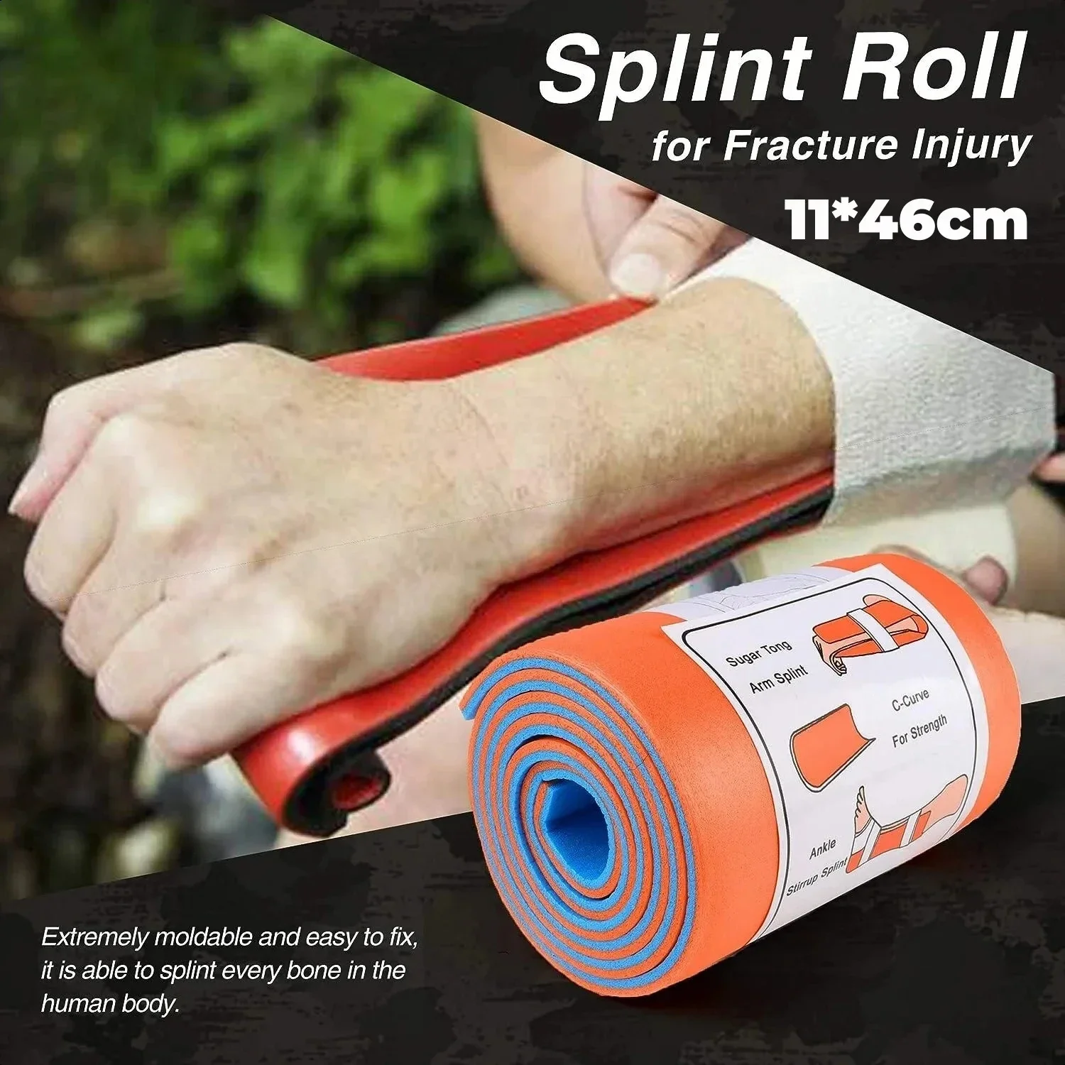 First Aid  Aluminum Splint Roll, Medical Survival Polymer  Fixture Bone Emergency Kit, Outdoor Travel