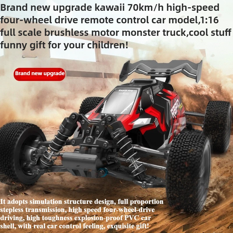 Kawaii لعبة سيارة مضحك Gift-70km/h عالية السرعة 4WD Rc شاحنة، 1:16 كامل النطاق فرش كبيرة القدم Rc سيارات، شاحنة الوحش، لعب للأطفال