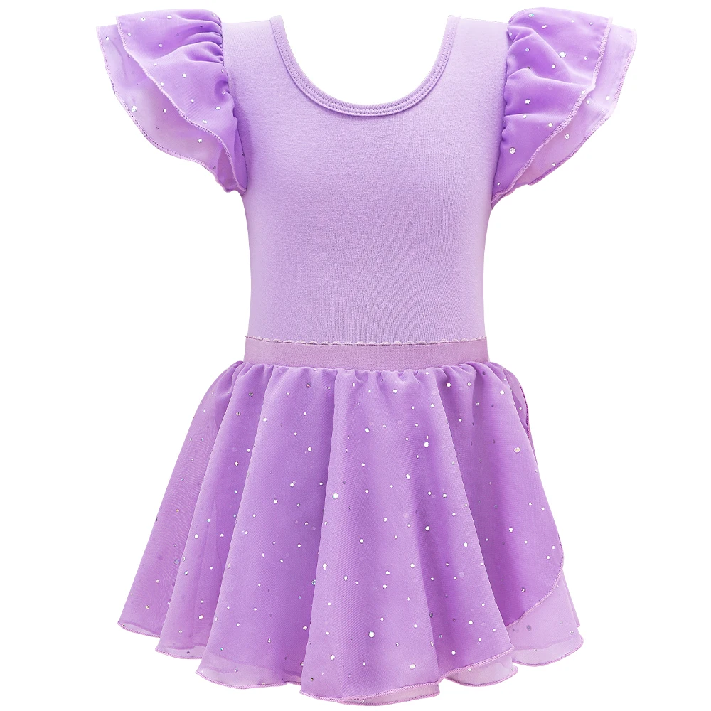 女の子バレエダンスレオタード取り外し可能なチュチュ幼児ダンスドレススカートバレリーナフリルスリーブコスチューム
