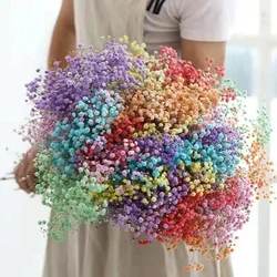 100g Fiori secchi Alito del bambino Fiori conservati Gypsophila Bouquet Boho Home Decor Gypsophile colorato Decorazione della festa nuziale