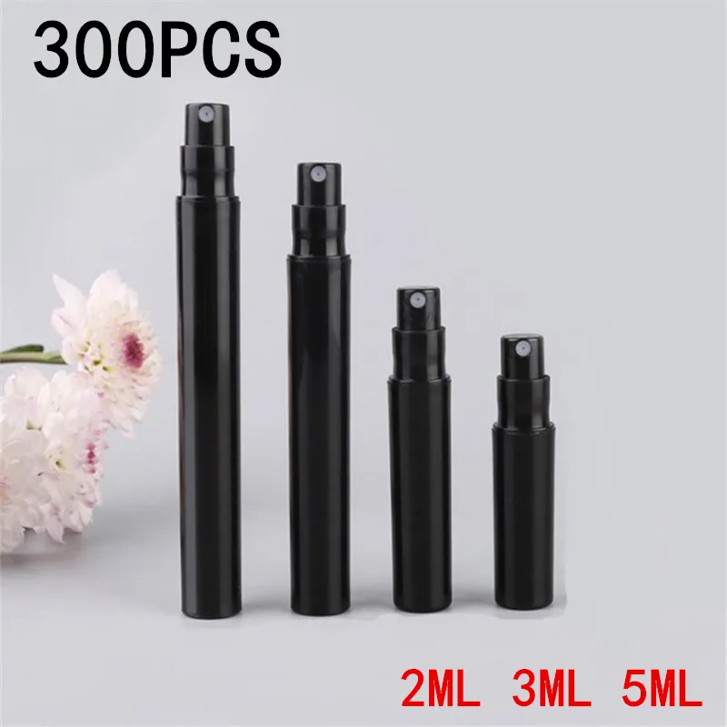 Wholesale 10/100/200/300pcs 2ML 3ML 5ML Black Plastic Spray Bottle Perfume Bottle Atomizer Mini Sample Test Tube Thin PET Vials