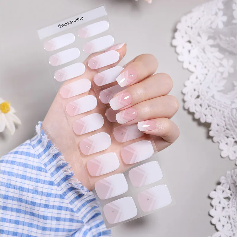 4 قطع من أغطية الأظافر الجل شبه المعالجة مع مجفف الأظافر، مجموعة ملصقات الأظافر الجلية، اضغط على ملصقات الأظافر، مجموعة غطاء كاملة