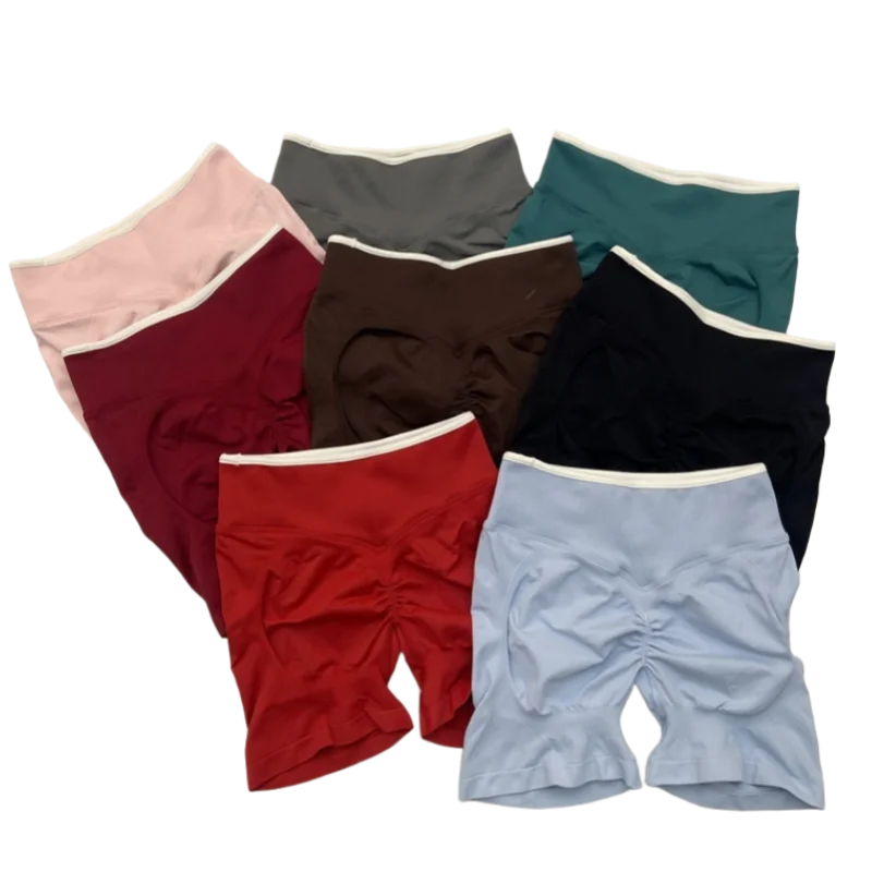 

Contrast Color New Seamless Back Yoga Shorts Women's Running Quick-drying Yoga Sports Fitness Shorts