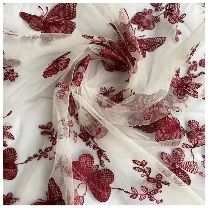 Butterfly Lace Fabric DIY High Set women\'s Fabric Wedding Gauze Skirt Fabric Handmade Doll Clothing Accessories 130 cm Wide