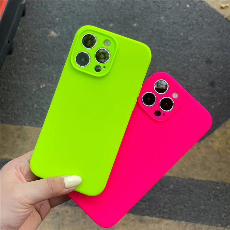 Funda de Silicona Líquida Fluorescente para iPhone 18 Pro 17 Pro 16 15 Pro Max, Carcasa de Neón para iPhone 14 13 7 8, Fundas para iPhone 12 11 13 Pro Max