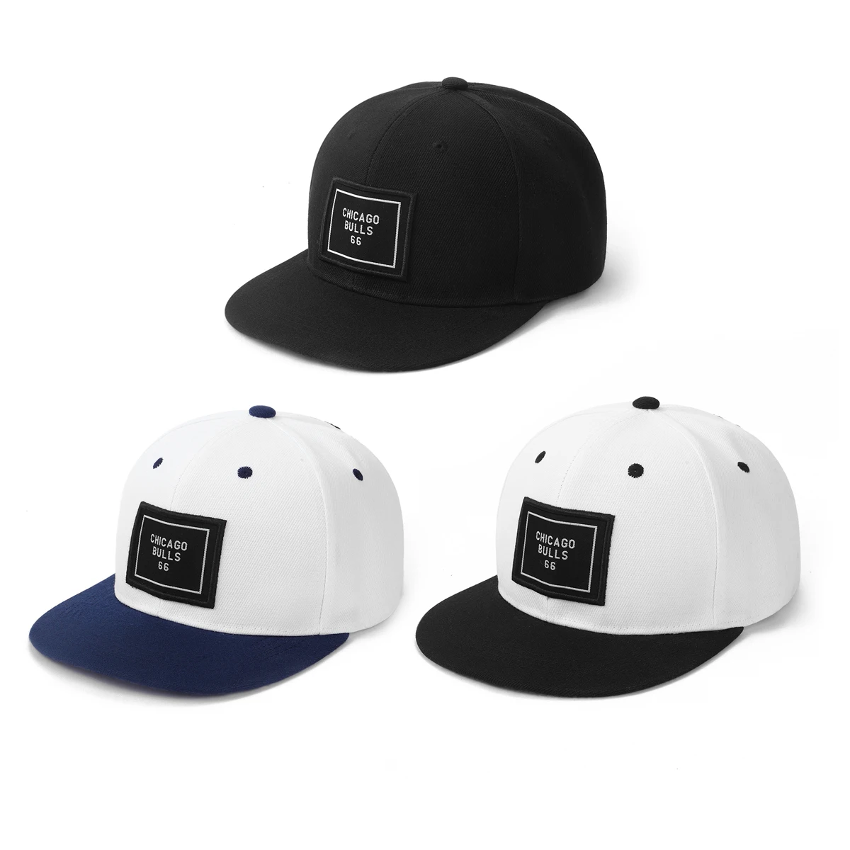 Leisure Sports Style Patch Letter Logo 66 Cow Head Color-Block Flat Brim Street Photography Hip-Hop Hat