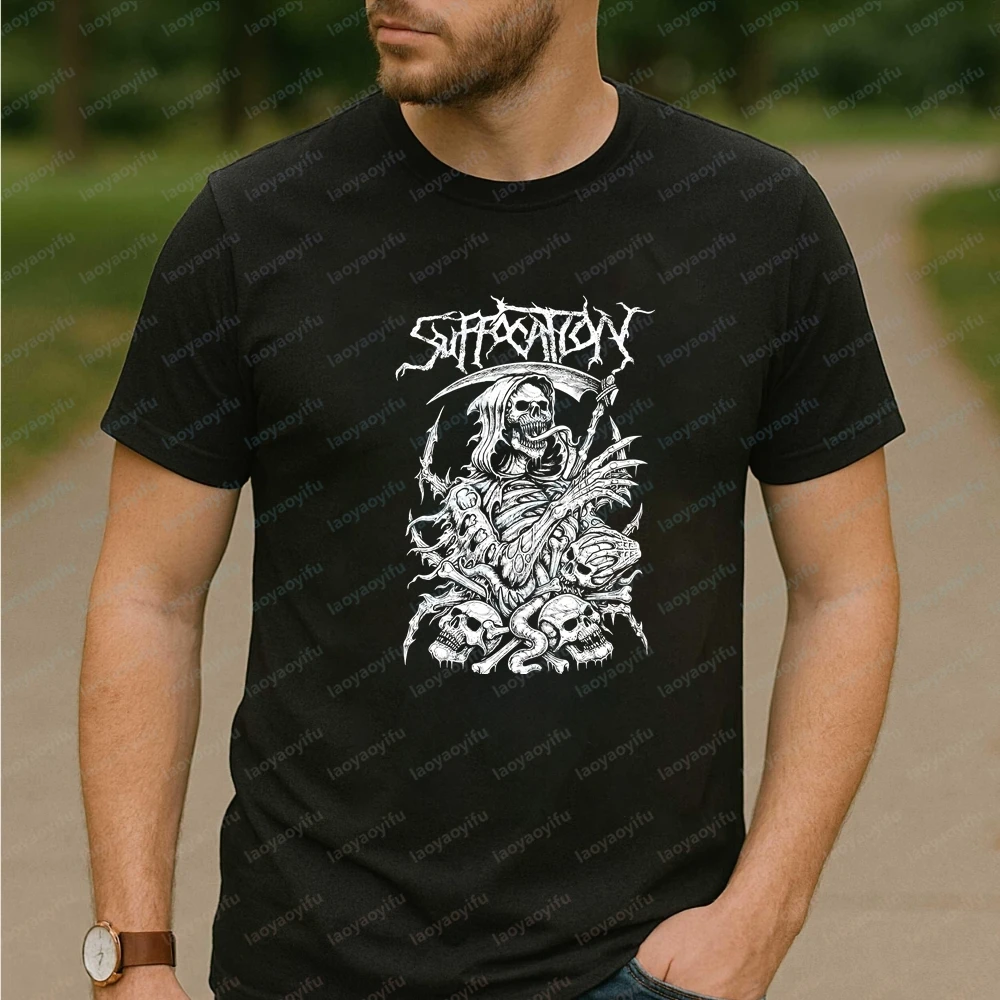 Retro Metal Band Suffocation Band's Summer Men's and Women's Versatile Stylish Short-sleeved T-shirts and Tank Tops