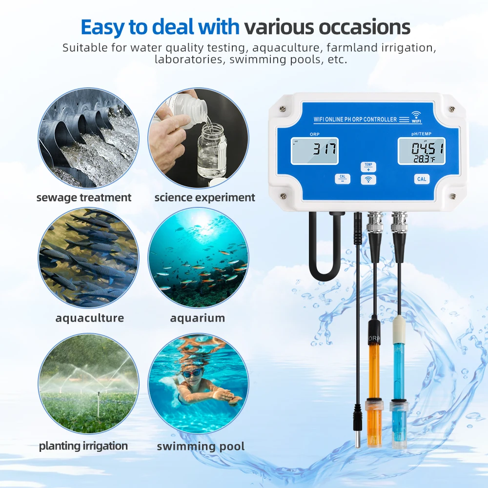 2026 Digital Smart Wifi ORP Meter Monitoring Controller Online PH Meter with Data Logger Function for Hydroponics