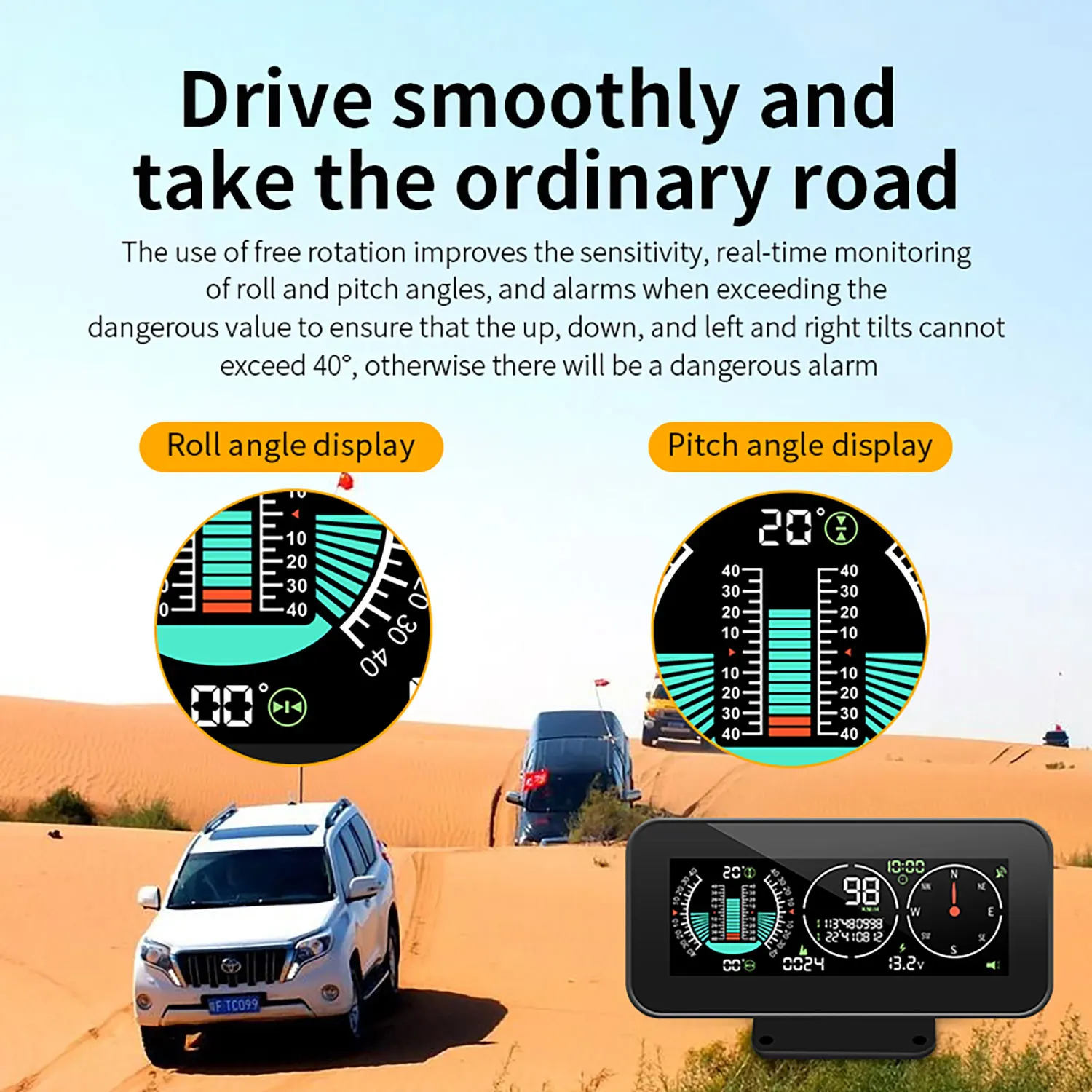 M60 Car Digital HUD Head-Up Display Speedometer GPS Speed Inclinometer Compass Overspeed Alarm Car Electronic Accessories