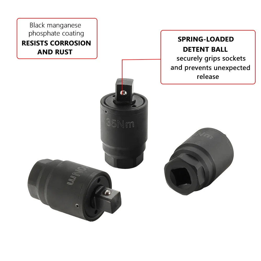 

60740 Torque Adapter Set 3 PCS Turn Any 3/8" Drive Ratchet or Breaker Bar into a 25, 35 or 40 Newton-Meter Torque Wrench